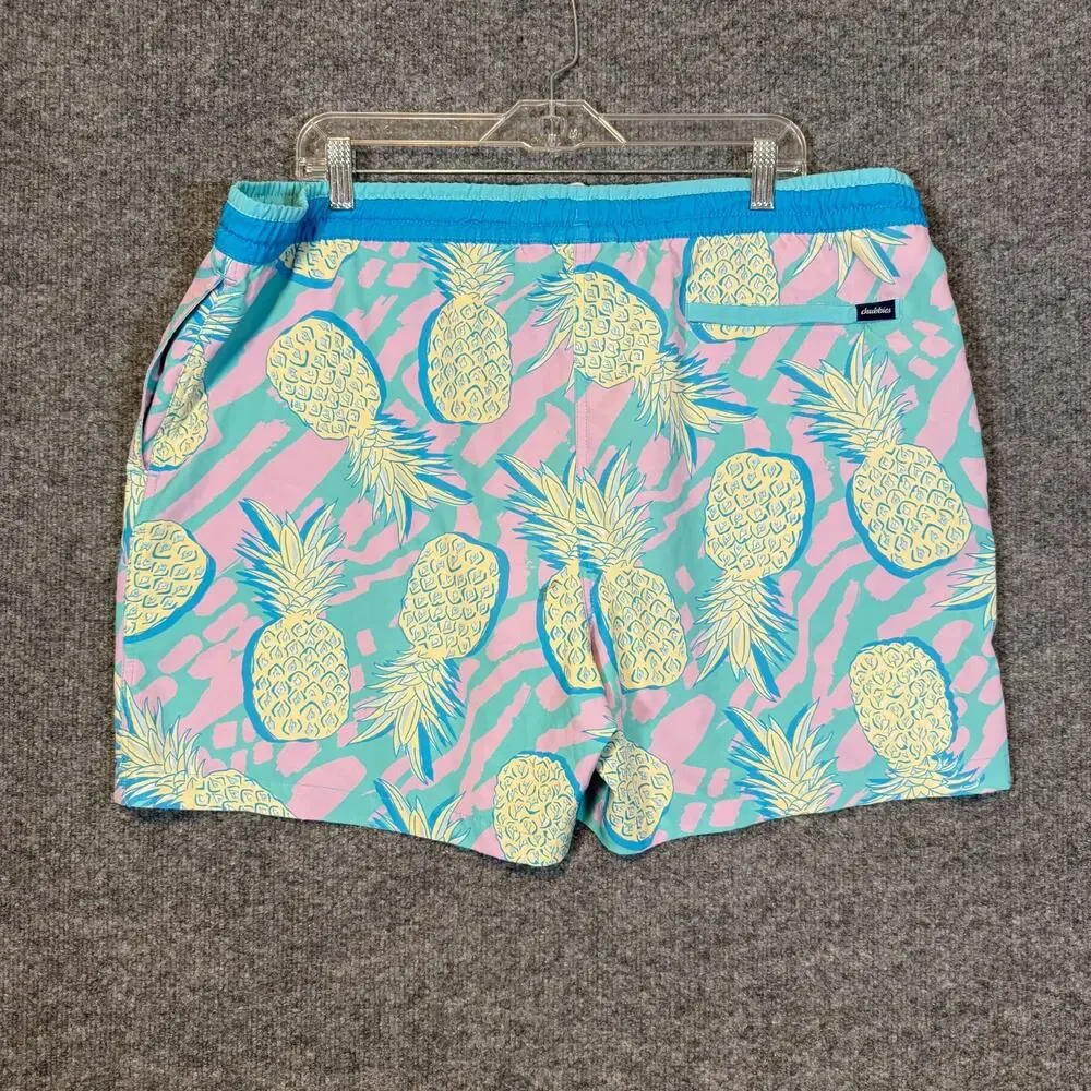 Chubbies Shorts Swim Trunks Mens 2XL‎ XXL Blue Pineapple Print Casual Stretch